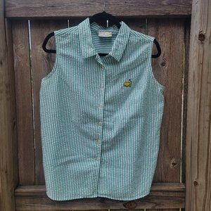 *RARE VTG* Augusta Ntl (The Masters) Sleeveless Seersucker SLAZENGER Shirt, L